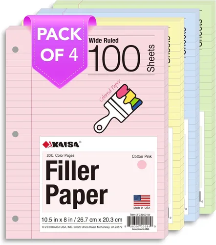 Vista 16 de KAISA Papel para cuaderno de hojas sueltas, rayas universitarias, 300 hojas por papel rayado, 8 x 10.5 pulgadas, 3 agujeros perforados para carpeta