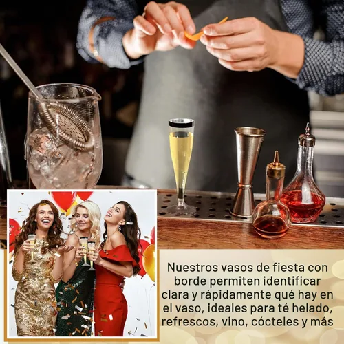 Vista 3 de Zubebe 100 Piezas de flautas de champán de plástico 4.5 oz Copas de champán de plástico transparente clásico Copas de champán para bodas, fiestas