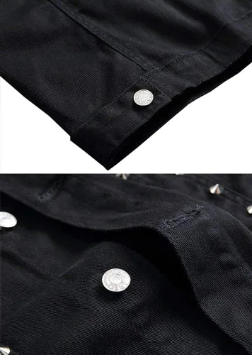 Vista 3 de LifeHe Chalecos de mezclilla sin mangas con solapa y cremallera punk para hombre