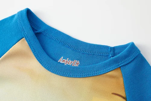 Vista 6 de Pijamas para niños, dinosaurio, cohete, espacio, 4 piezas, conjunto de ropa de dormir de 2 a 12 años