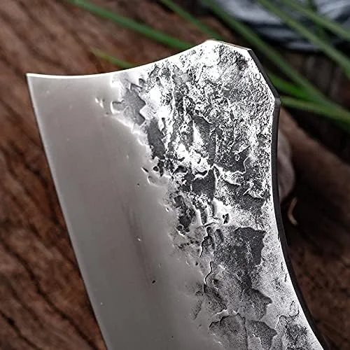 Vista 5 de MAYiT Cuchillo de carnicero de carne, hecho a mano, forjado de hueso, martillo de cocina, cuchillo de carnicero de cocina de acero inoxidable