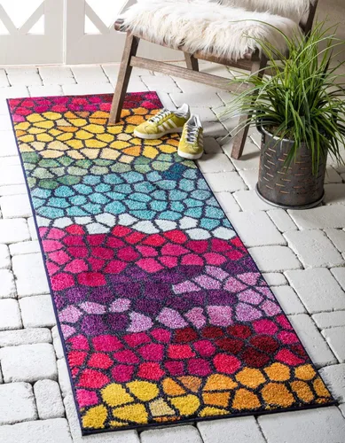 Vista 11 de Unique Loom Estrella Collection - Alfombra geométrica, abstracta, colorida, moderna, mosaico, 9 x 12 pies, multicolor y azul