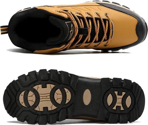 Vista 2 de AX BOXING Botas de nieve para hombre, botas de invierno con forro de piel, antideslizantes, cálidas, para senderismo, zapatos para exteriores