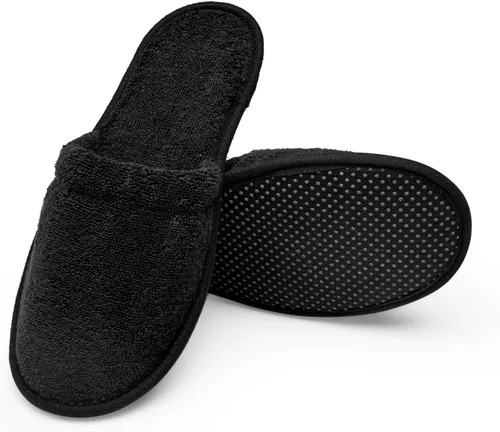 Vista 2 de Arus Pantuflas de algodón turco para hombre, de felpa de rizo para spa y baño