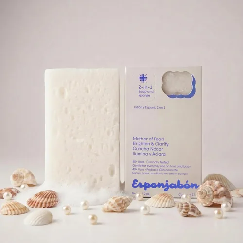 Vista 3 de T.Taio Esponjabon - Esponjas de jabón de madreperla y carbón, limpiadores de ducha que eliminan el aceite y la suciedad, esponjas para frotar pies
