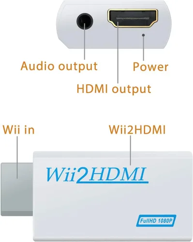 Vista 6 de SSIOIZZ Juego de cables de repuesto Wii 4 en 1, adaptador de corriente de CA Wii + convertidor Wii a HDMI + barra de sensor de movimiento con cable