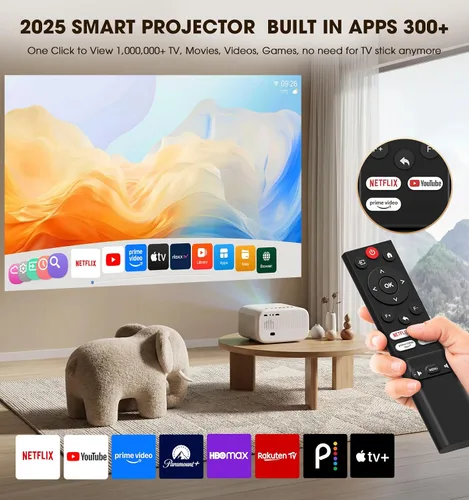 Vista 2 de VIZONY - Proyector FHD 1080P compatible con 4K, 800 ANSI, WiFi 5G Bluetooth, para exteriores con motor completamente sellado/enfoque