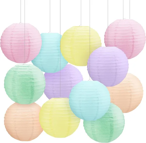 Vista 13 de Retisee 12 linternas de papel de manzana de 10 pulgadas para decoración