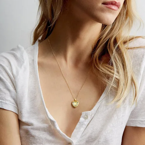Vista 6 de ChicSilver Collar con medallón de flores grabadas de plata de ley 925 para mujeres que sostienen imágenes, medallón personalizado con imagen, cadena