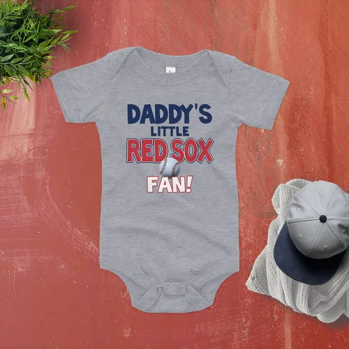 Vista 5 de NanyCrafts Baby's Daddy's Little Red Sox Fan Body Body para bebé Red Sox Fan