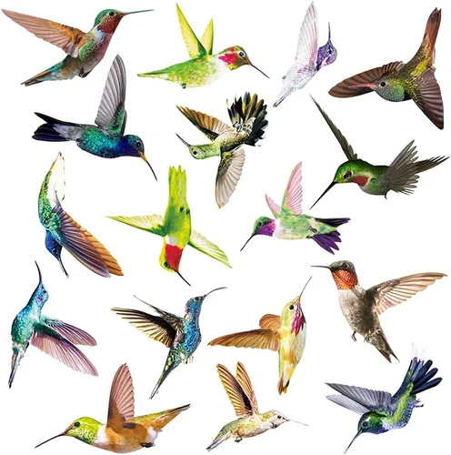 Vista 7 de 32 calcomanías de acuarela de mariposa y colibrí, calcomanías de pared de flor de libélula de abeja, decoración artística de pájaros voladores