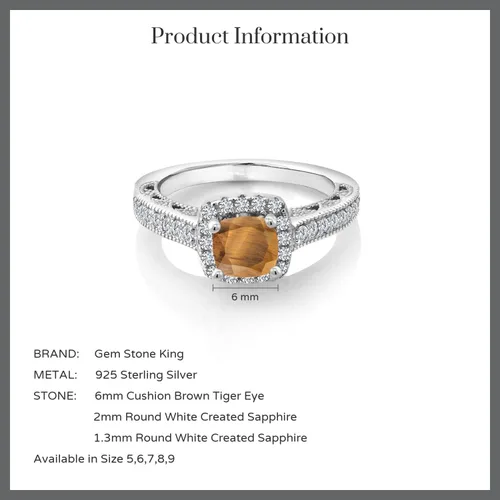Vista 14 de Gem Stone King Anillo de compromiso de plata de ley 925 de 0.236 in con piedra natal y zafiro blanco creado con acento Anillo de compromiso