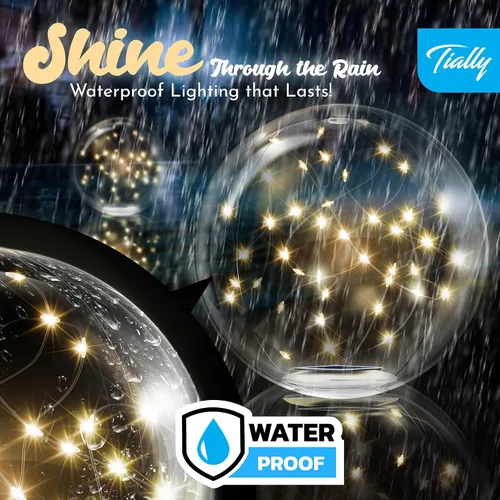 Vista 5 de TIALLY Luces flotantes de hadas para piscina alimentadas por energía solar, bolas LED inflables impermeables de 14 pulgadas, luces para piscina