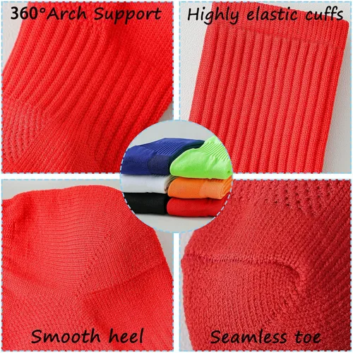 Vista 2 de hakugoo Calcetines de fútbol para niños, calcetines altos hasta la rodilla, calcetines de béisbol con suela acolchada para niños y niñas, 2 pares