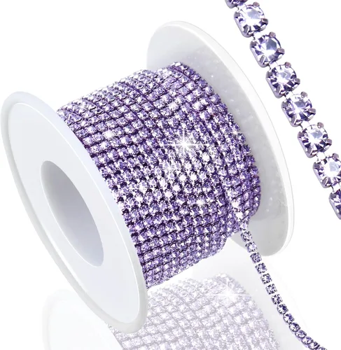 Vista 20 de Dowarm Cadena de cierre de diamantes de imitación de cristal de 10 yardas de 0.079 pulgadas para coser Crocs zapatos, ropa, vasos, cadena de Azul