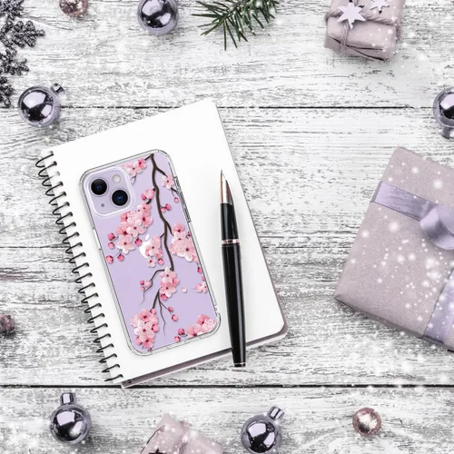 Vista 6 de bicol Funda para iPhone 14 Plus con Protector de Pantalla y Lente de Cámara - Diseños Florales de Moda para Mujeres y Niñas - Funda Transparente