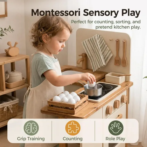 Vista 6 de SallyFashion Huevos falsos de madera para cajas de anidación, 9 huevos de Pascua blancos para manualidades, accesorios de cocina para niños pequeños