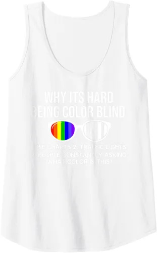 Vista 10 de Camiseta sin mangas para prueba de ceguera de regalo a prueba de daltonismo, Negro