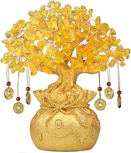 Vista 8 de Feng Shui HN130 - Árbol de dinero de cristal verde natural para la riqueza y la suerte
