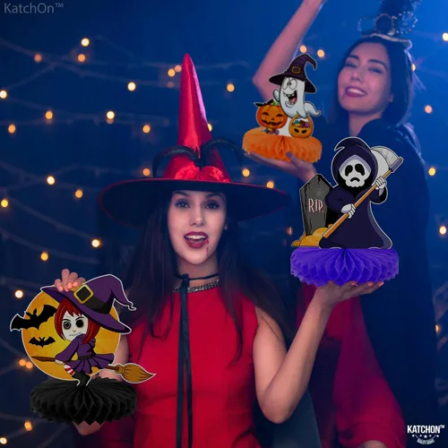 Vista 7 de KatchOn, Centros de mesa de Halloween para mesas, paquete de 9, decoraciones de fiesta de cumpleaños de Halloween para niños, centros de mesa