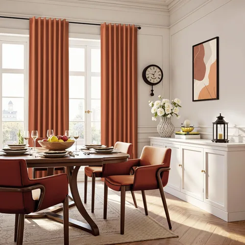 Vista 28 de Guken Cortinas opacas de lino, 2 paneles rústicos, elegantes, 100% opacas, con aislamiento térmico, banda de ganchos y trabilla trasera, 52 x 84