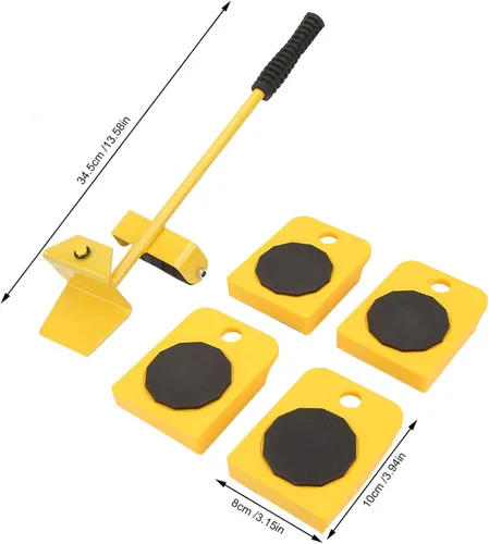 Vista 6 de KUIDAMOS Juego de mudanza de muebles, placa móvil de transporte de capacidad de 330.7 lbs, rueda de desplazamiento suave, rectangular, amarillo
