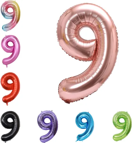 Vista 39 de Globo grande de helio con números 0-9 de 40 pulgadas para cumpleaños, bodas y fiestas (rojo, 9)