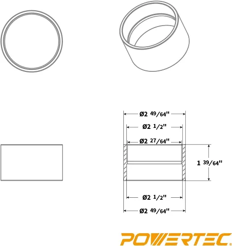 Vista 5 de POWERTEC 70469 Tubo de PVC transparente de 2-1/2" x 36" de largo, codo de 90 grados OD de 2-1/2" y acoplamiento de tubería de 2-1/2" para manguera