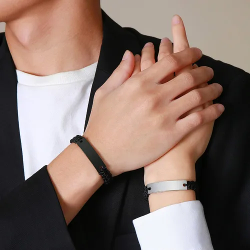 Vista 5 de VNOX Juego de 2 3 4 5 pulseras de cuerda trenzada hechas a mano para dama de honor pareja