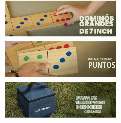 Vista 3 de Triumph Sports Juego de dominó de 28 piezas de madera para exteriores