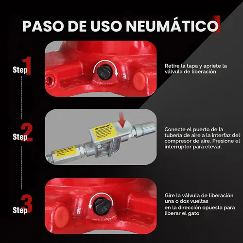 Vista 5 de BIG RED TQ20006D-1 Torin - Gato de botella neumático hidráulico de perfil bajo soldado: bomba de aleación de aluminio y equipo de liberación lenta