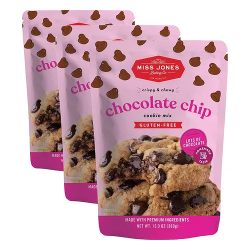 Vista 8 de Miss Jones Baking Mezcla de galletas con chispas de chocolate sin gluten, más chispas de chocolate, 50% menos azúcar, postres y golosinas endulzados