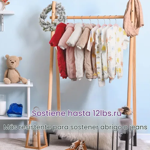 Vista 5 de Perchas de terciopelo para bebé, paquete de 50 unidades, 11.4 pulgadas, perchas antideslizantes para ropa de bebé, perchas resistentes para bebés