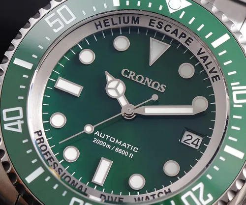 Vista 3 de Cronos reloj de buceo automático acero inoxidable zafiro cristal 3,280.8ft resistencia al agua profesional relojes buceador