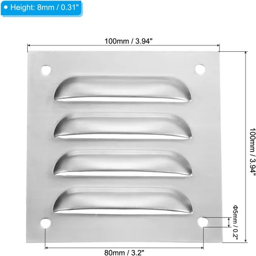 Vista 2 de PATIKIL Cubierta de ventilación de 4 x 4 pulgadas, pantalla de acero inoxidable 304, cubierta de ventilación de rejilla de ventilación HVAC