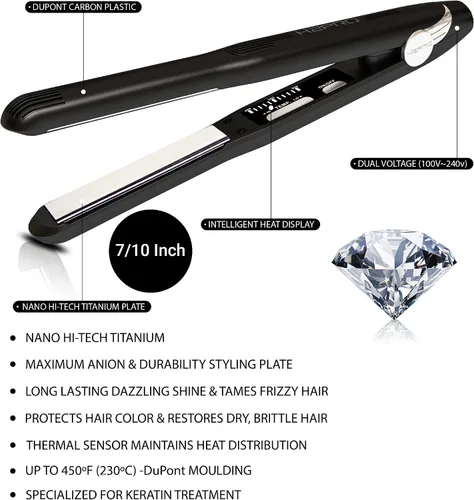 Vista 2 de H2Pro Mikro Features Black Diamond Nano Hi-Tech Plancha de titanio 7/10 pulgadas