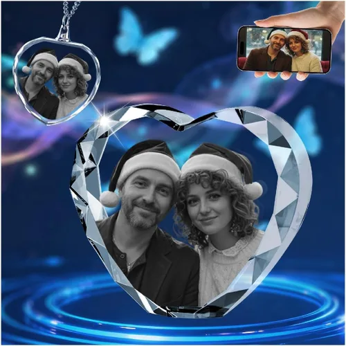 Vista 7 de Marco de fotos de cristal 3D personalizado grabado grabado personalizado impresiones de fotos de vidrio regalos de Navidad cubos de fotos gran