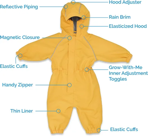 Vista 4 de JAN & JUL Traje de lluvia ajustable impermeable para niños pequeños y niños