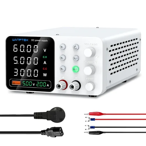 Vista 11 de Fuente de alimentación DC variable, fuentes de alimentación de banco ajustables y reguladas de 30 V 10 A con ajuste de memoria/tecla de Negro