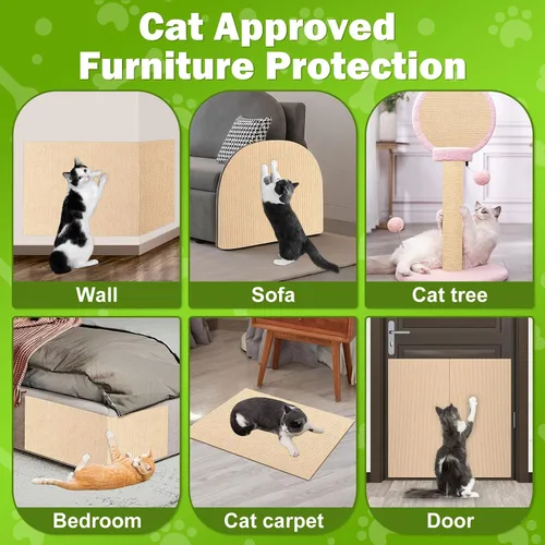 Vista 8 de ENONCI Protector de esquina de pared de sofá de 23.6 x 15.8 pulgadas para gatos de interior, protector de muebles antiarañazos contra arañazos