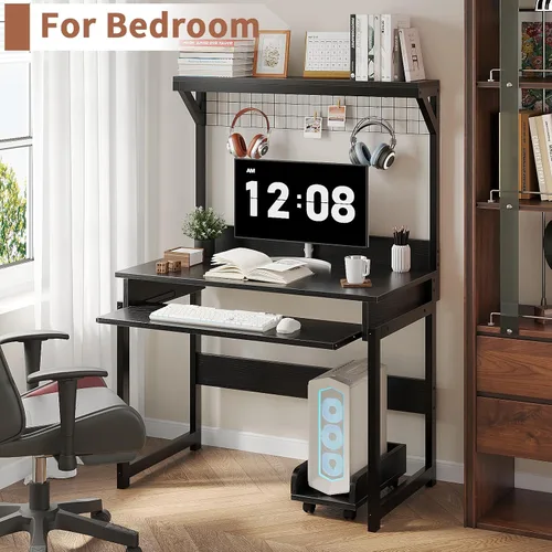 Vista 2 de ALISENED - Escritorio pequeño para computadora de 31.5 pulgadas con Negro