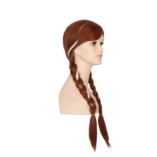 Vista 3 de SARLA Peluca larga trenzada de color castaño rojizo para niñas, pelo sintético de 22 pulgadas para cosplay, fiesta, disfraz de Halloween