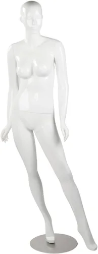 Vista 2 de SSWBasics Maniquí de cuerpo completo femenino de fibra de vidrio blanco brillante, maniquí femenino de cuerpo completo de 5 pies 10 pulgadas