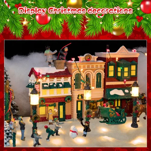 Vista 4 de 4 mantas de nieve de Navidad preiluminadas con luces LED, camino de mesa iluminado para vacaciones, accesorios de aldea de Navidad, decoración