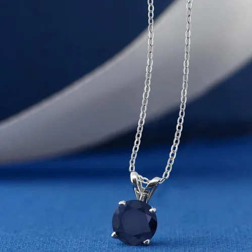 Vista 178 de Gem Stone King Collar con colgante solitario de plata de ley 925 de 0.236 in con piedra natal redonda Collar de 4 puntas para mujer Con cadena
