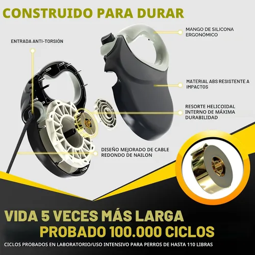 Vista 3 de Fida Correa retráctil mejorada para perros de 30 pies, correa resistente para mascotas para razas medianas/grandes de hasta 110 libras, correa