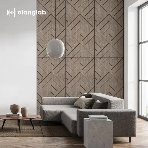 Vista 3 de Olanglab Paquete de 6 paneles de pared de chapa de madera, paneles absorbentes de sonido de 24 x 48 pulgadas para reducción de ruido, triángulo