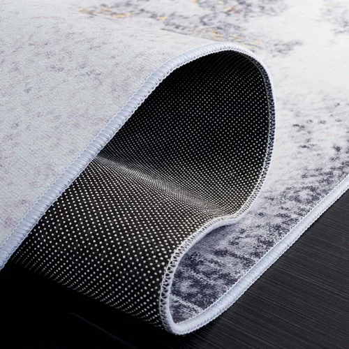 Vista 4 de SAFAVIEH Alfombra lavable Tacoma Collection – 2 pies 6 pulgadas x 4 pies, gris y dorado, antideslizante y fácil de limpiar, ideal para entrada