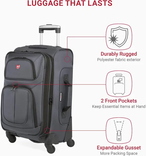 Vista 200 de SwissGear - Equipaje suave expandible Sion con ruedas, Negro
