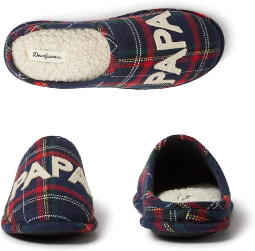 Vista 6 de Dearfoams Pantuflas para hombre Papa Bear , azul (Blue Tartan Plaid), S